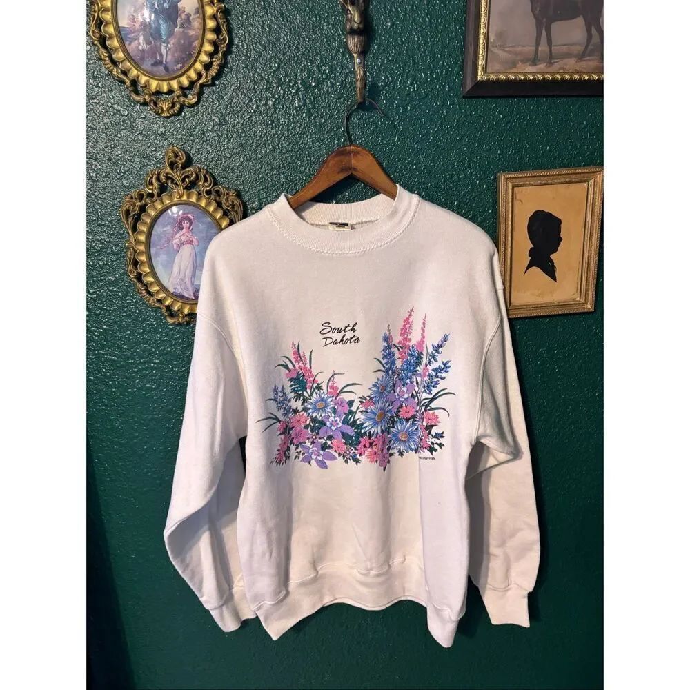 Vintage South Dakota AOP Flower Crewneck Size Large